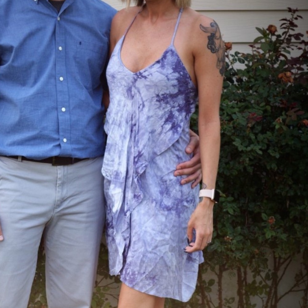 Purple flowy tie dye dress